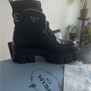 Prada Women's Black Chunky Combat Boots